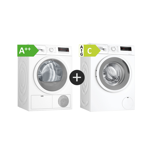 Bosch Wan282i3sn + Wth85vi8sn Vask Og Tør Serie 4 Frontmatet vaskemaskin - Hvit